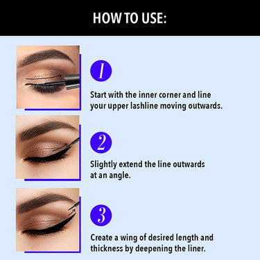 Blue Heaven Intense Black Eyeliner Glide-On | Waterproof Smudge Proof, Long lasting One Stroke Finish Liquid Eyeliner, 4ml